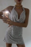 MEILANI - Low Back Diamante Mesh Mini Dress