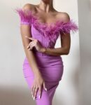Ophelia Fuchsia Feather Corset Dress