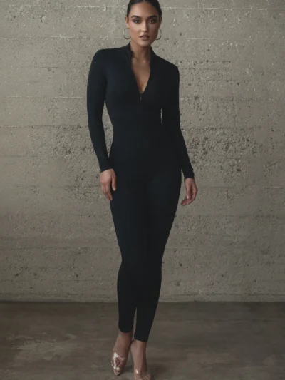 Black Galilea Neck Zipp Jumpsuit
