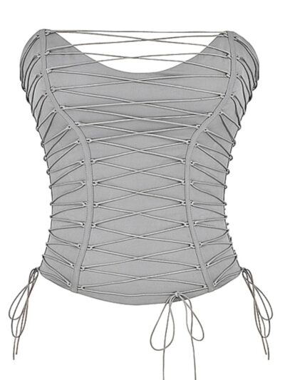 MIRABELLE - Smoke Lace Up Corset