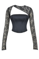 BLACK SATIN & LACE CORSET