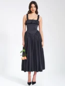 Noreen Satin Drop Waist Maxi Sundress