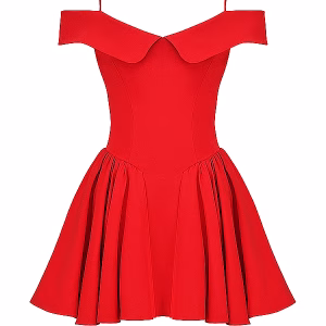 ELIDA SCARLET OFF SHOULDER MINI DRESS