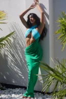 MADISON DRESS | AQUA & GREEN