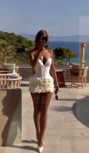 ANESA WHITE ROSE MINI CORSET DRESS