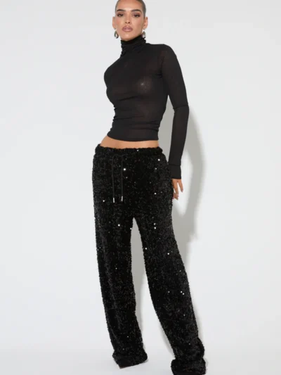 CHIARA Black Sequin Trouser